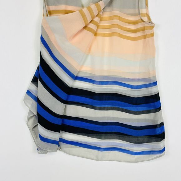 CAbi Multicolor Stripe Chiffon Sheer Wrap V-Neck Tank Top Shirt Blouse Womens XS - Picture 4 of 6